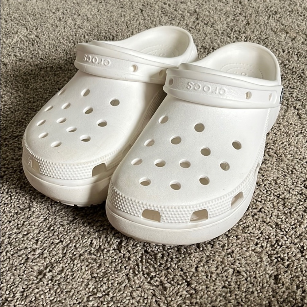 White Platform Crocs